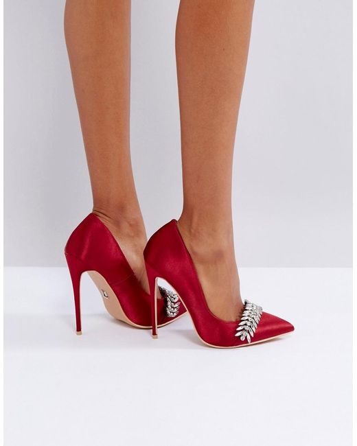 Lost Ink Ally Red Embellished Court Shoes | Lyst Australia