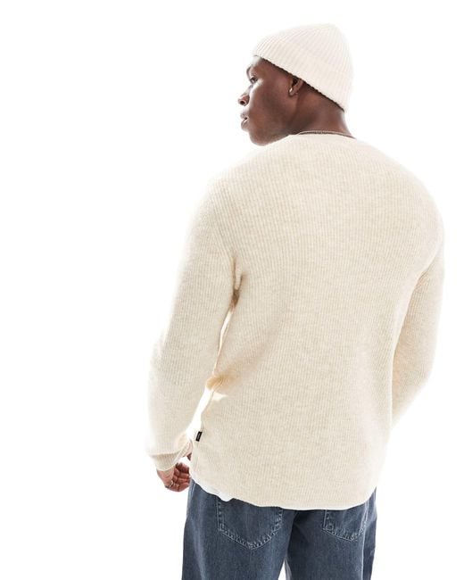 Jack & Jones – flauschiger, gerippter pullover in Natural für Herren