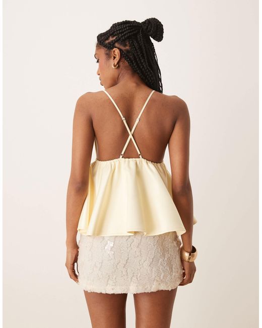 ASOS Natural Premium Sequin Bust Cami With Satin Peplum Hem
