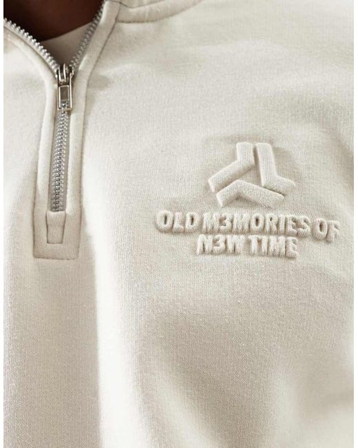 Bershka Sweatshirt Met 1/4 Rits En Print in het White voor heren