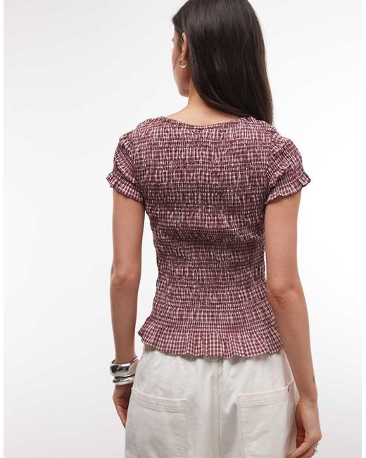 Daisy Street Multicolor Shirred Short Sleeve Top
