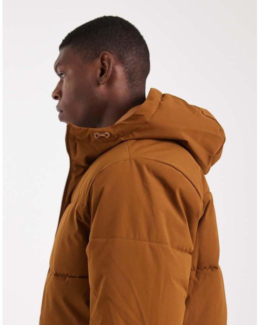 Jack & Jones Brown Hooded Puffer Jacket for men