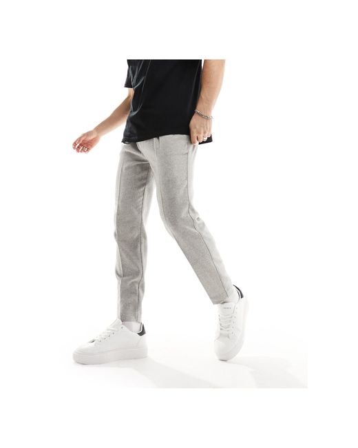 ASOS Gray Wedding Tapered Wool Mix Smart Trousers for men
