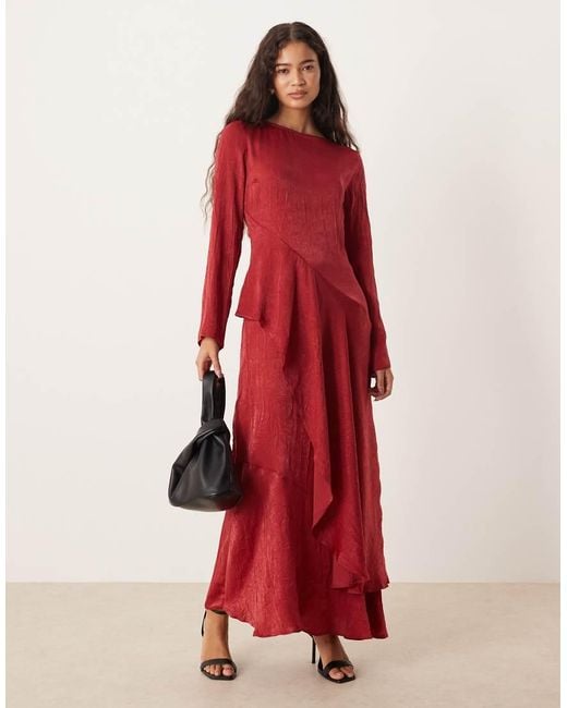 ASOS Red Frill Tie Maxi Dress