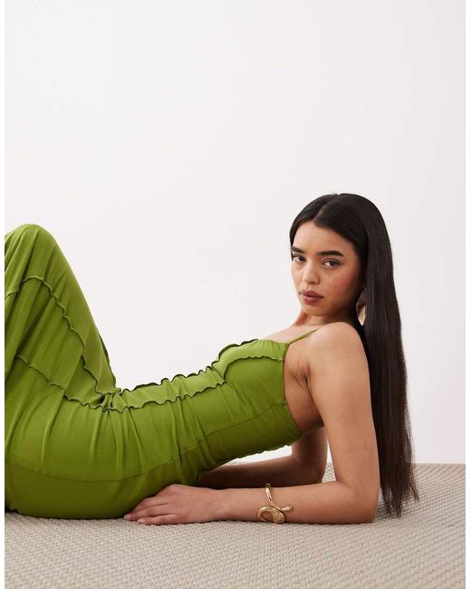 ASOS Green Mesh Cami Seam Detail Maxi Dress