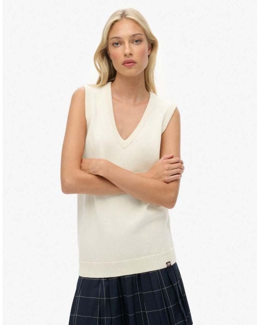 Superdry White Athletic Essentials Knitted Tank Top