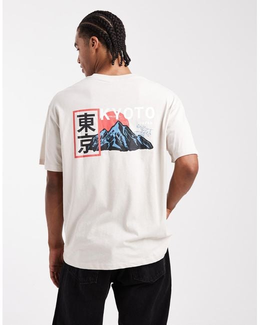 JJ Rebel White Oversized T-shirt With Japanese Back Print for men