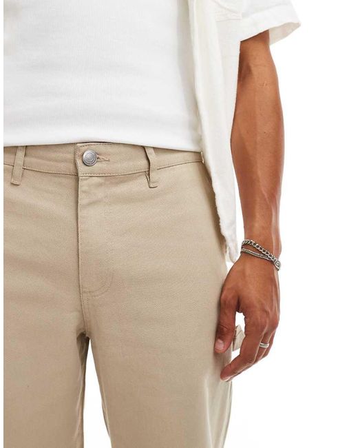 Pantalones Beis De Corte Ancho Y Estilo Carpintero De Sarga De -Beis Neutro ADPT de hombre de color White