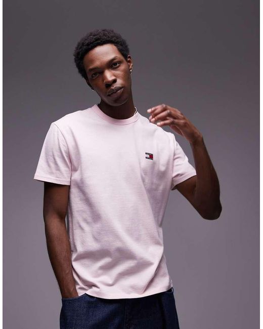 Camiseta Rosa Pastel De Corte Estándar Con Parche Del Logo De Tommy Hilfiger de hombre de color Purple