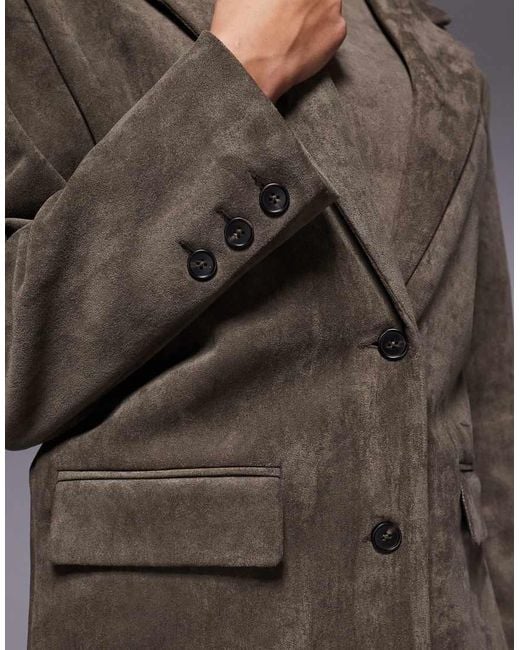 Wanderdoll Gray Faux Suede Dropped Shoulder Oversized Blazer Co-ord