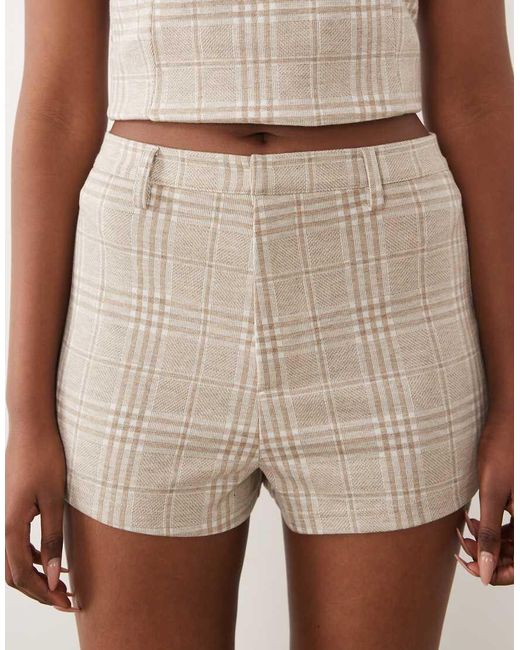ASOS Natural Mix & Match Brushed Herringbone Mini Shorts