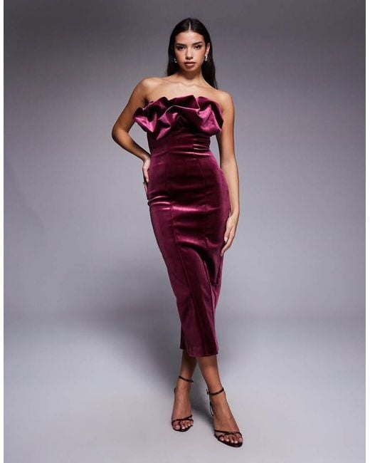 Vestito Midi Strutturato di ASOS in Red