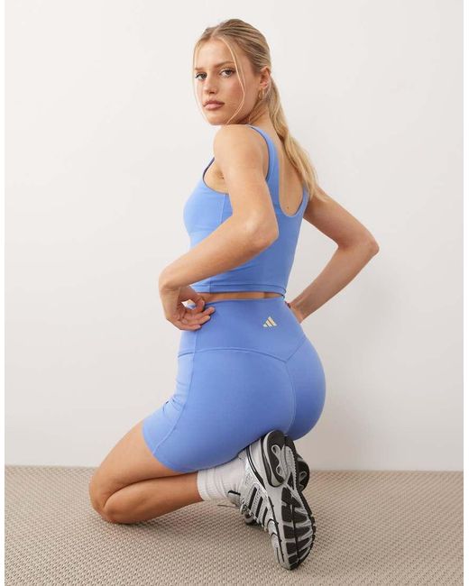 Adidas Originals Blue Adidas Sportswear Three Stripes Studios Booty Shorts