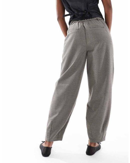 New Look Gray Check Barrel Leg Trousers