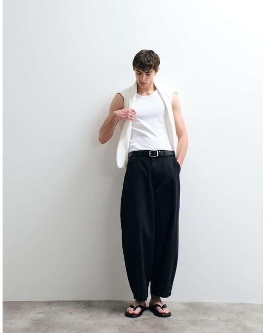 ASOS COLLECTIVE Black Ac-b-254 Worker Barrel Fit Denim Jeans for men