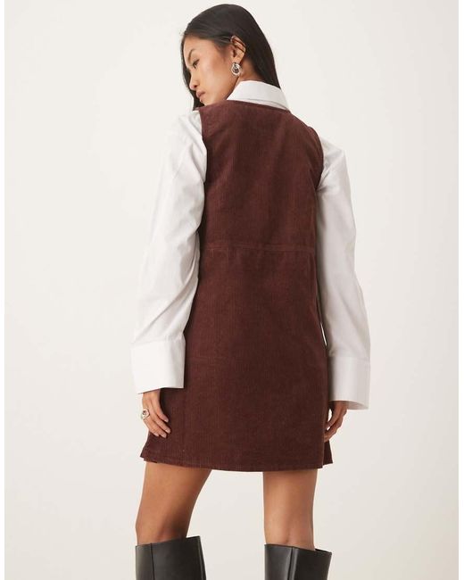 Nobody's Child Purple Homerton A-line Cord Pinafore Mini Dress