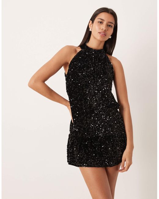 Vila Black – pailletten-minikleid