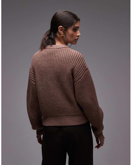 & Other Stories Gray Ribbed Knitted Bomber Cardigan With Leather Tab Detail