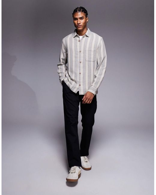 ASOS Gray Overshirt Basket Weave Shirt for men