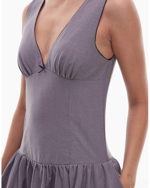 Nia Purple Cabaello V Neck Drop Waist Dress