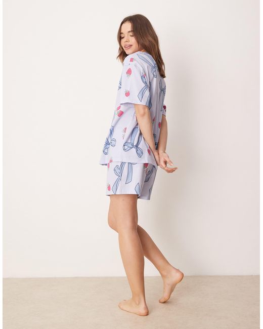 ASOS Purple Asos Design Maternity Bow & Berry Oversized Tee & Short Pajama Set