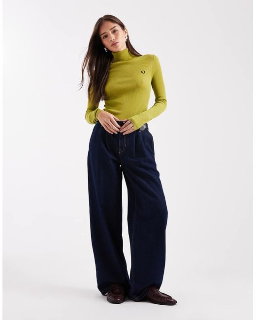 Fred Perry Green Roll Neck Jumper