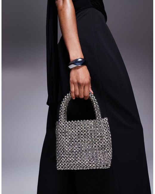 River Island Black Beaded Grab Bag