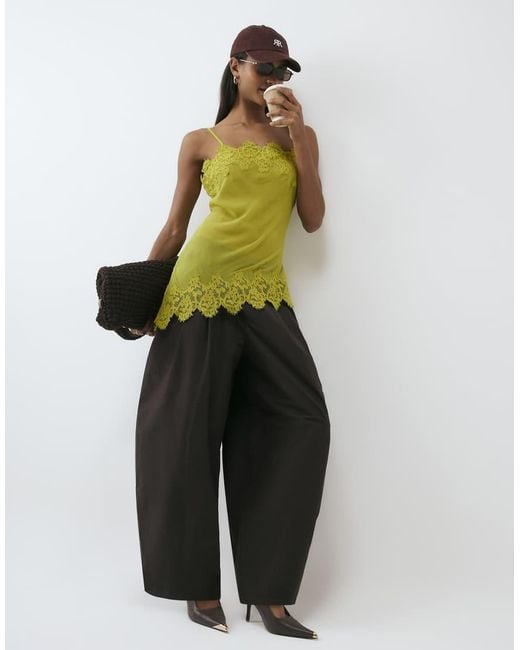 River Island White Poplin Barrel Leg Trousers