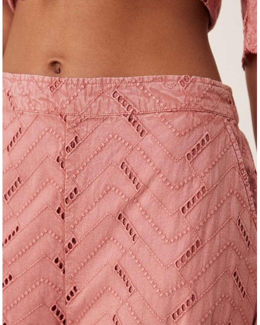 ASOS Pink Geo Eyelet Relaxed Pants