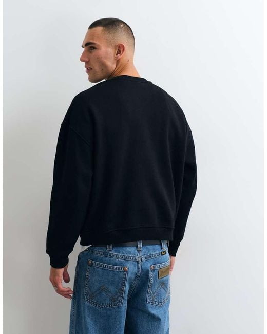 Parlez Blue Oversized Sweatshirt With Logo Chest Print for men
