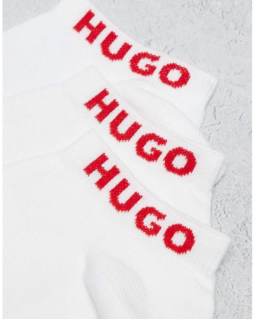 Boss White Hugo Bodywear 3 Pack Trainer Socks for men