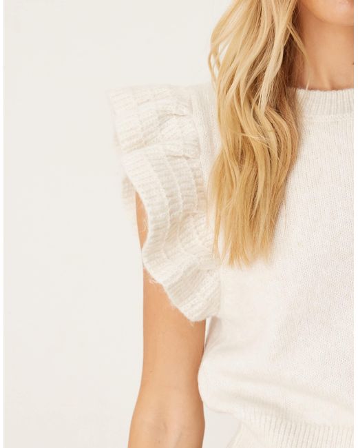 Vila Natural Frill Detail Knitted Vest