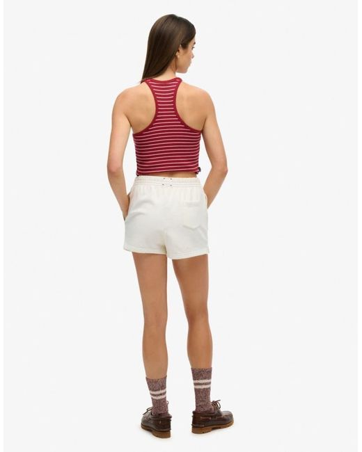 Superdry White Athletic Essentials Tonal Embroidered Shorts