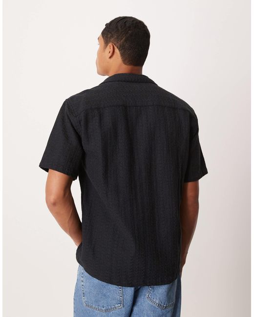 Abercrombie & Fitch White Cropped Short Sleeve Textured Shirt for men