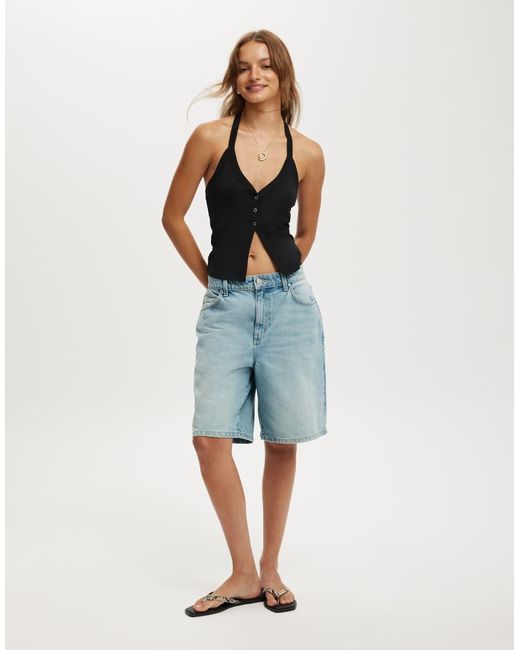 Cotton On Blue Alexa Button Front Halter