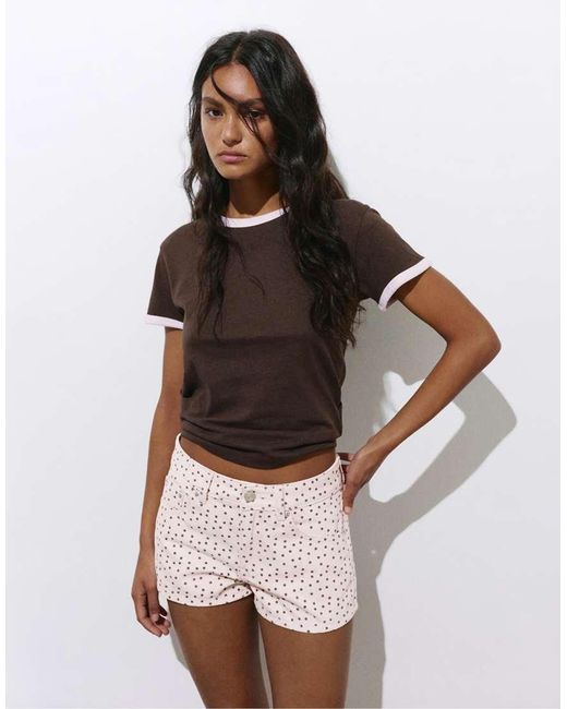 Pull&Bear Brown Mini Polka Dot Shorts