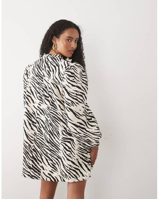Sister Jane Multicolor Nuit Tie Collar Detail Long Sleeve Mini Dress