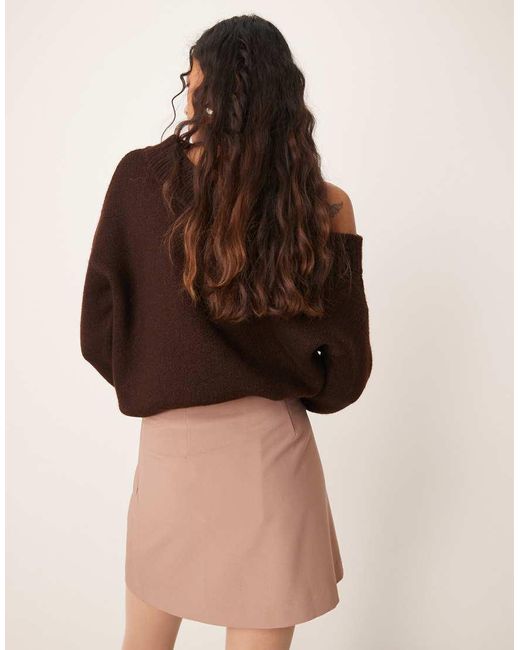Falda De Sastre Color Moca Cruzada Con Cinturón Doble Sin Rematar De -Marrón ASOS de color Brown