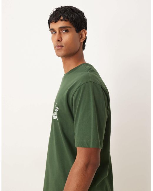 ASOS Green Relaxed T-Shirt With Chest Print for men