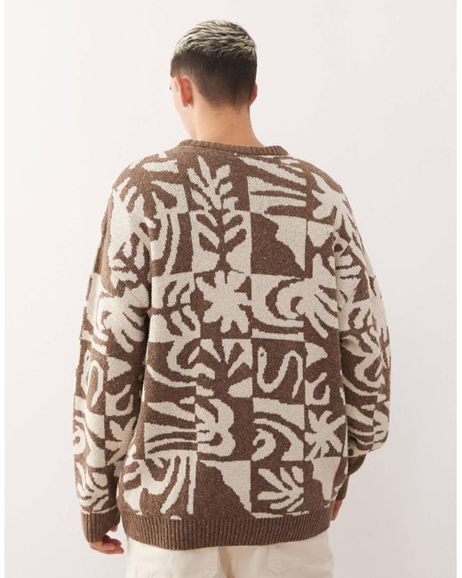 Quiksilver – hall city – jacquard-pullover in Brown für Herren