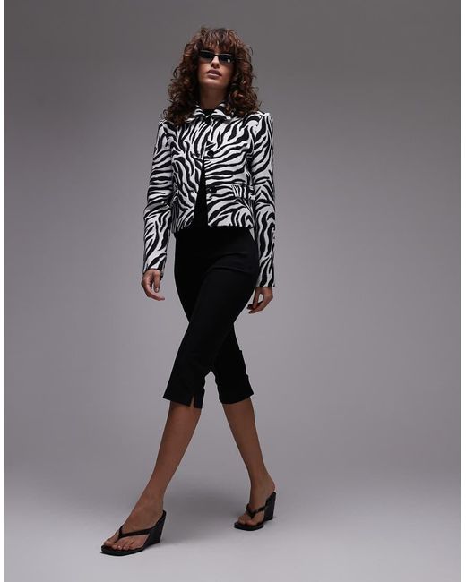 Mango Cropped Jack Met Zebraprint in het White