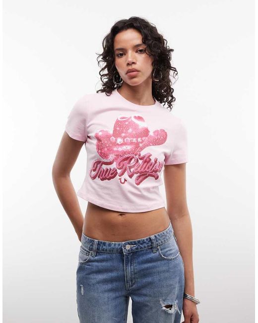 True Religion Pink Crystal Cowgirl Baby Tee
