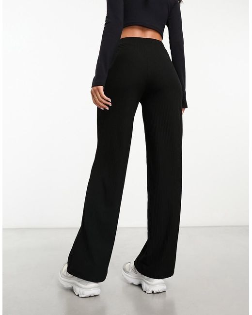 ONLY Black Wide Leg Ribbed Trouser