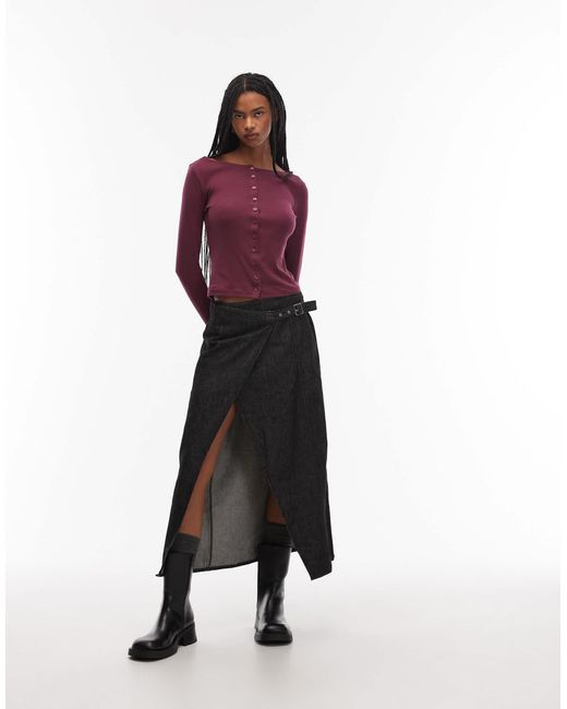 ASOS Red Button Through Long Sleeve Second Skin