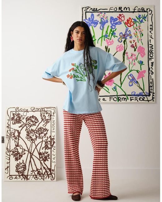TOPSHOP Blue Graphic Bradley.b Back Print T-shirt