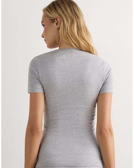 Intimissimi Gray Short-Sleeved Stretch Top