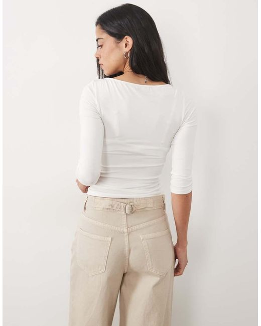 Motel White Ione 3/4 Sleeve Top