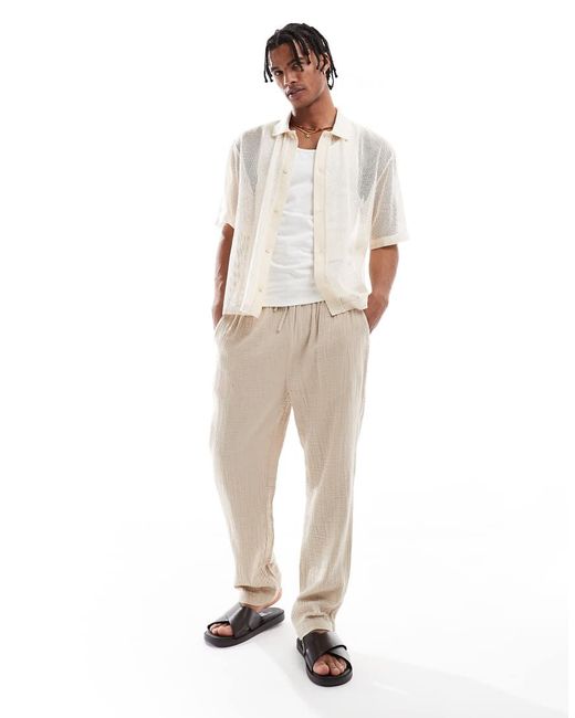 Camicia Écru All'Uncinetto di Pull&Bear in White da Uomo