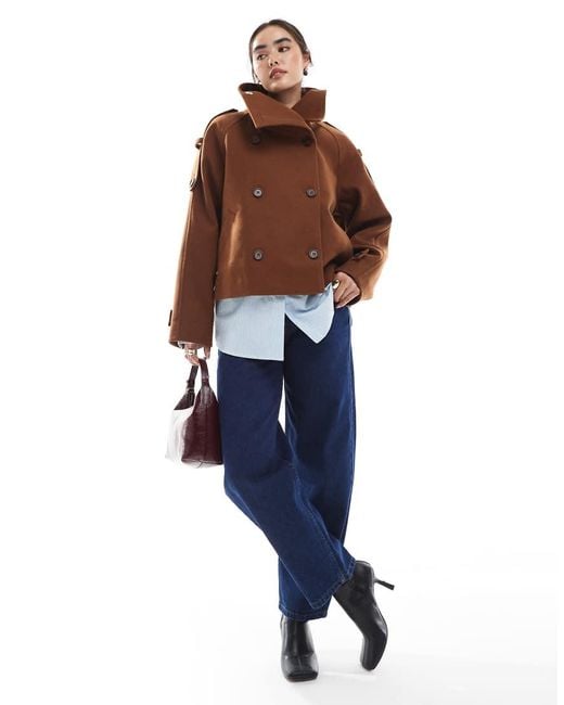 ASOS Brown Formal Cropped Trench Coat