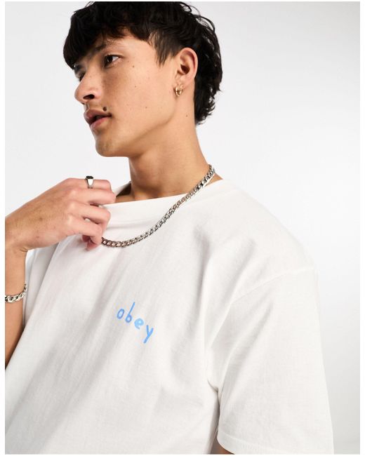 T-shirt bianca con stampa di vaso sul retro da Uomo di Obey in Blu | Lyst